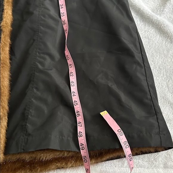 Vintage Neutral Brown Faux Fur Hooded Reversible Full Length Trench Coat 1X Soft - Picture 13 of 13